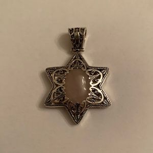 Handmade Sterling Silver Rose Quartz Star of David Pendant - New